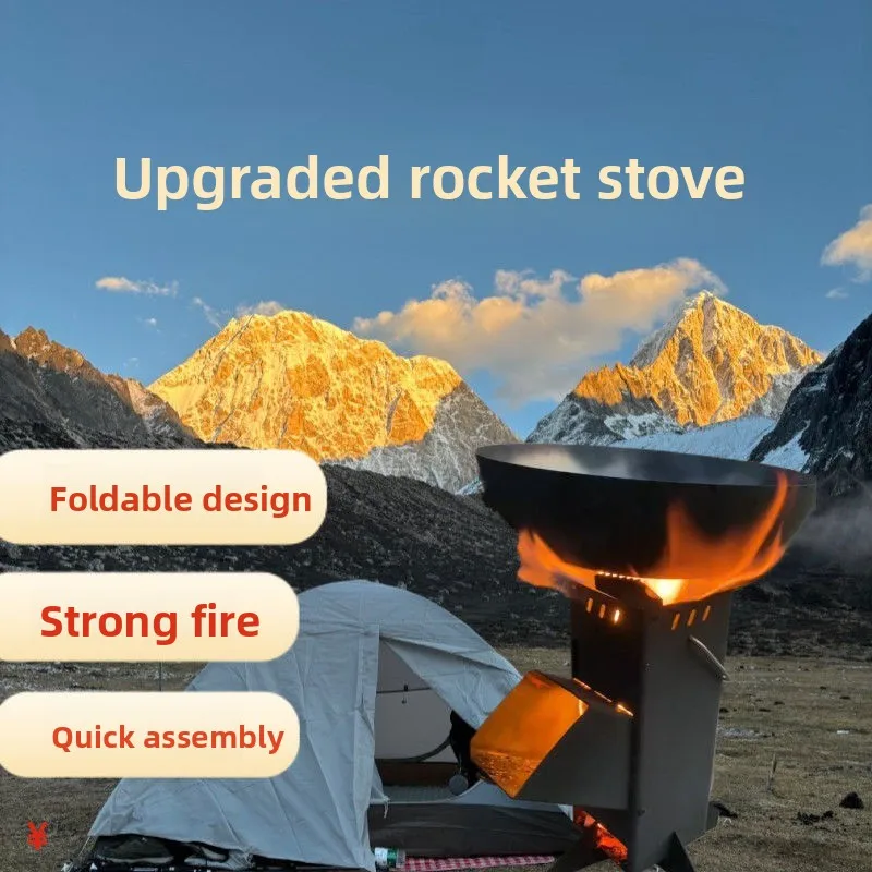 Camping Cooking Fire Stove - Integrated Outdoor Folding Wood Stove, Camping