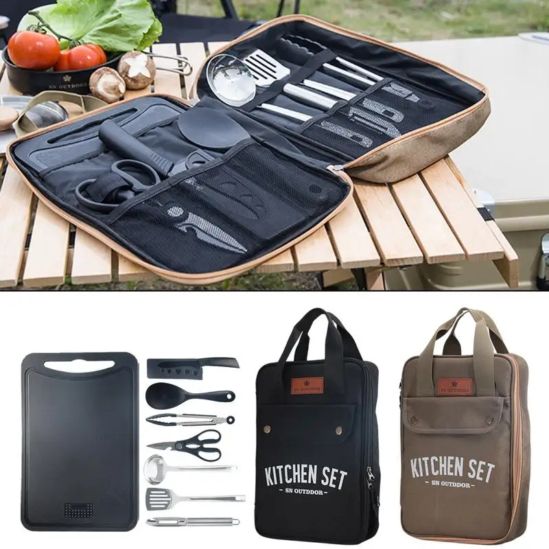 Camping Cooking Device - 8pcs Camping Kitchen Cookware Set Portable