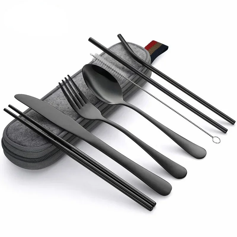 Camping Cooking And Cutlery Set - 8Pcs/set Tableware Reusable Travel Cutlery Set