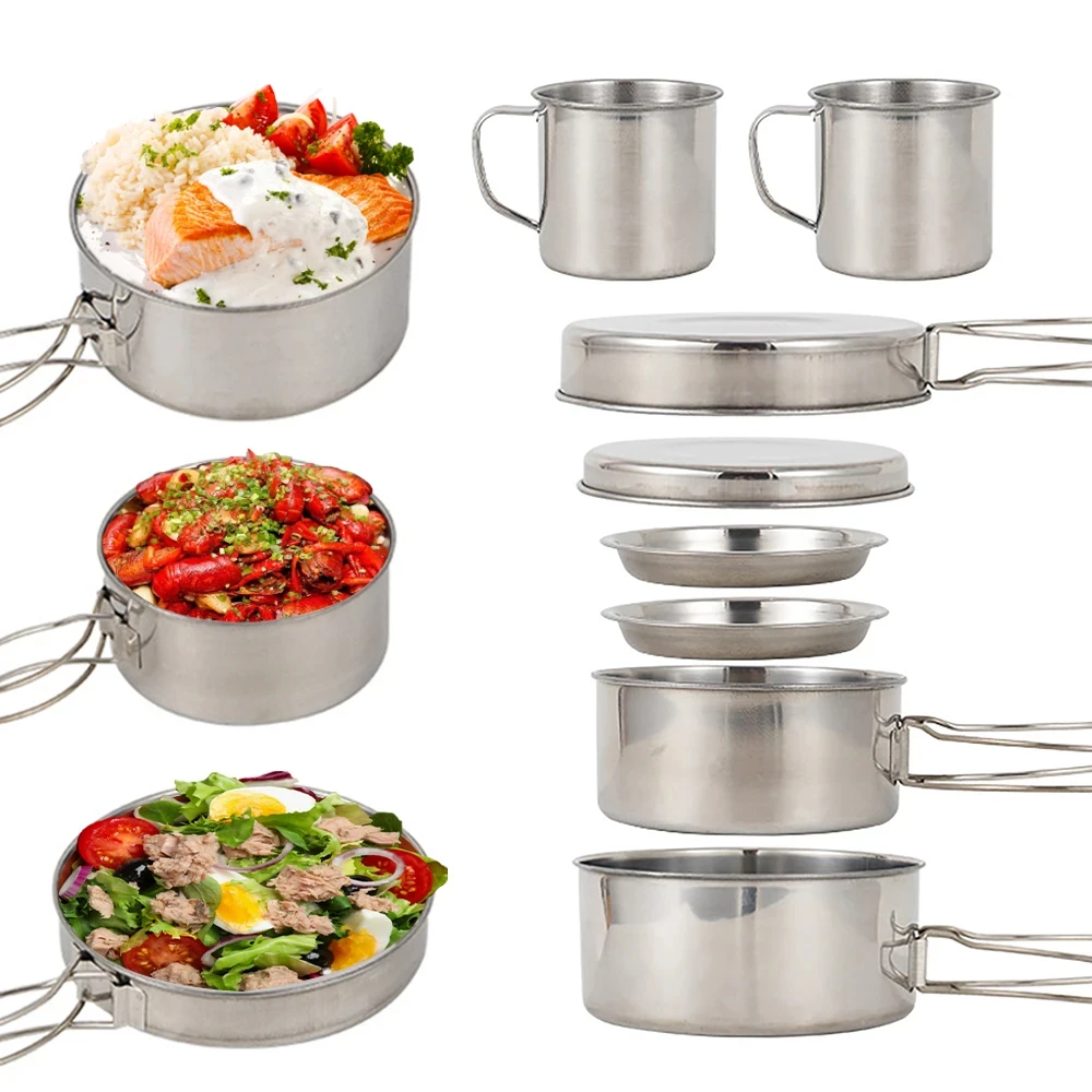 8pcs/Set Camping Cookware Mess - Camping Cooking And Cutlery Set review and price