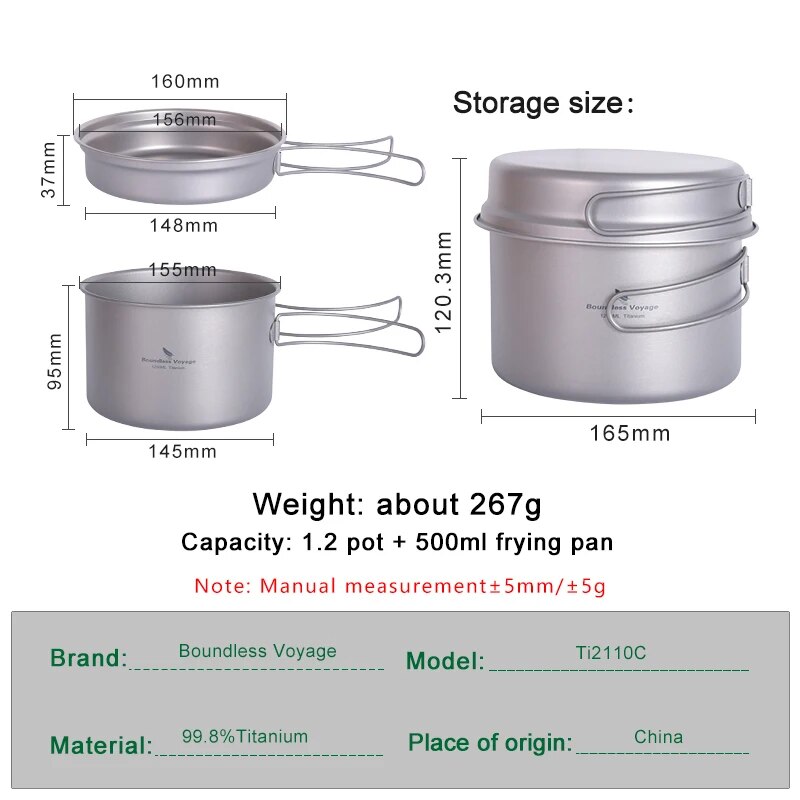 Boundless Voyage Titanium Pot  - Camping Cooking Set For 4 review and price