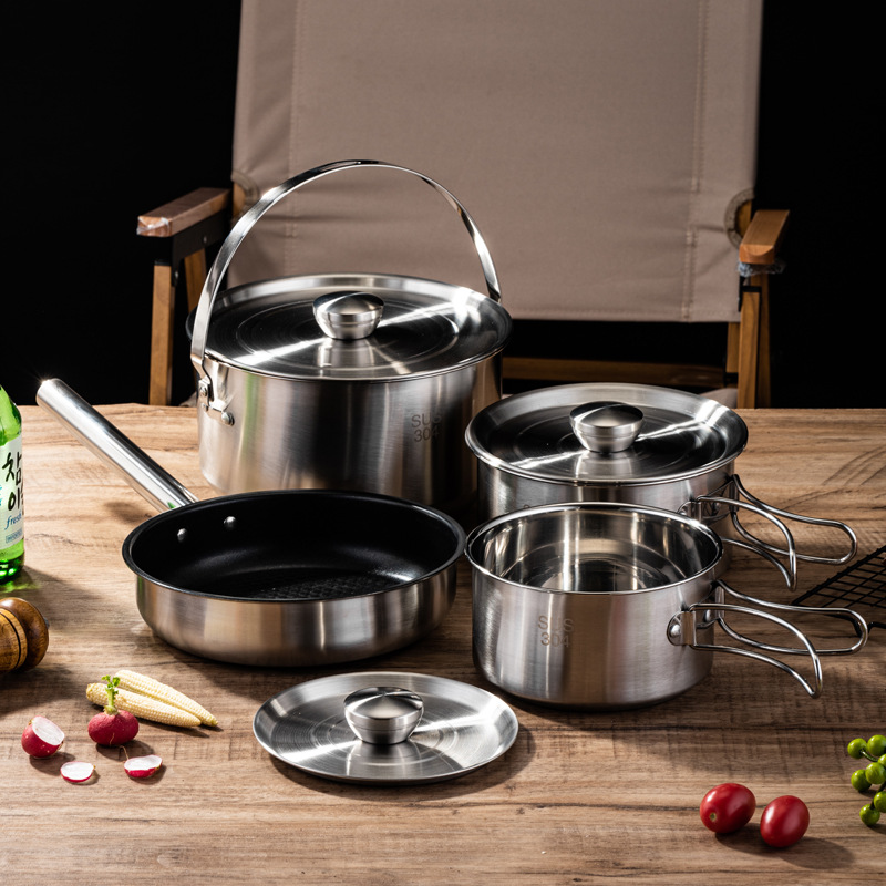 Portable Camping Picnic Cookwa - Camping Cooking Set For 4 review and price