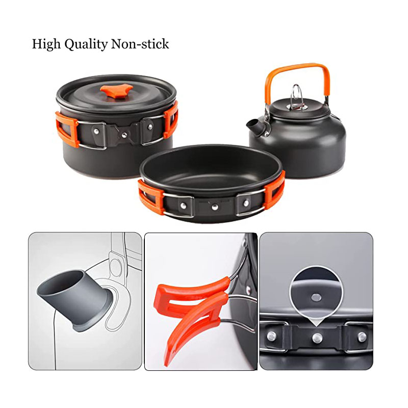 Aluminum Outdoor Camping Cookw - Camping Cooking Set For 4 review and price