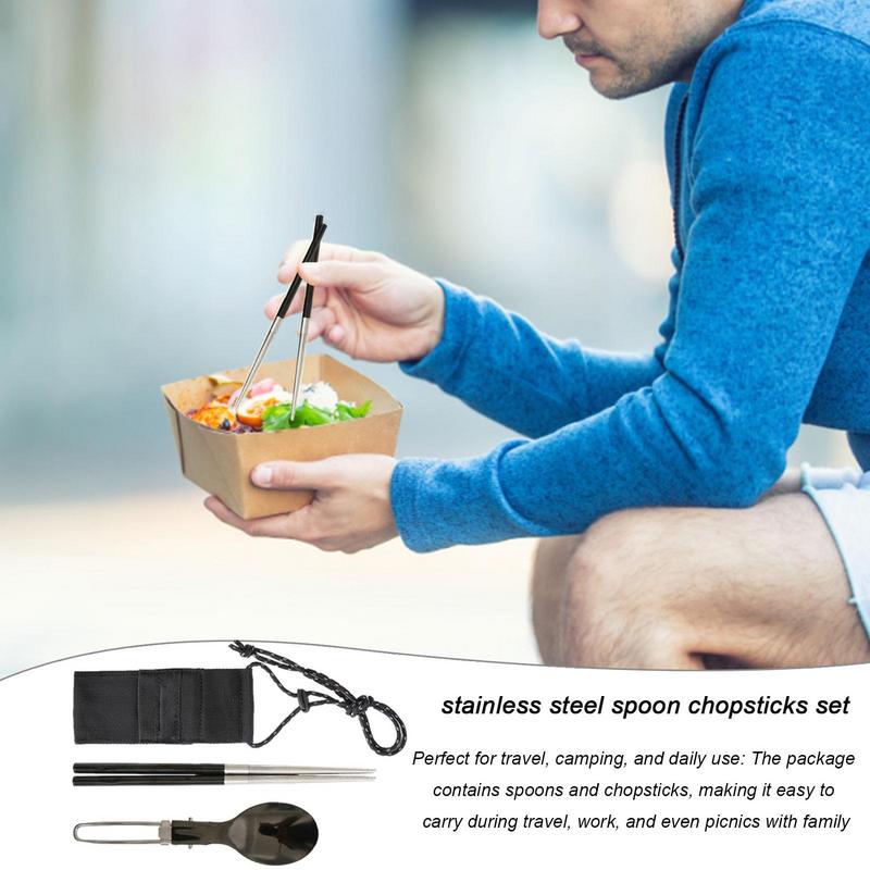 Foldable Spoon Chopsticks Trav - Camping Cooking And Cutlery Set review and price