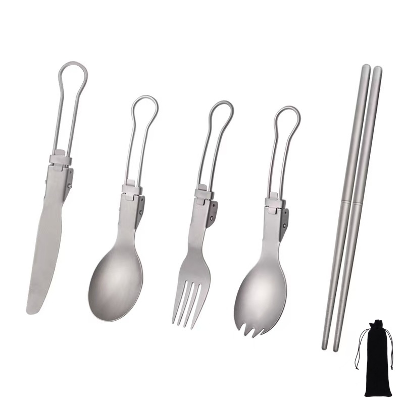 Titanium Foldable Utensil Set  - Camping Cooking And Cutlery Set review and price